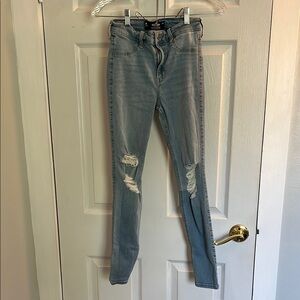 Women's Light Blue Distressed Jeans